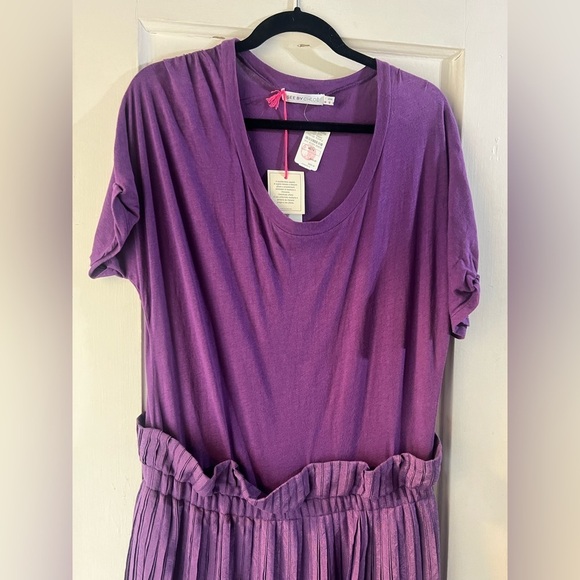 NWT See By Chloe Purple Mixed Media Pleated Dress US 10 - Picture 4 of 12